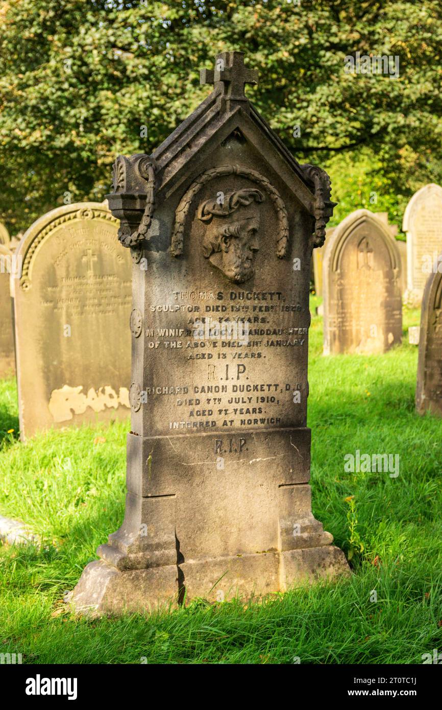 Gravestone of Thomas Duckett, sculptor. Preston Cemetery. Stock Photo