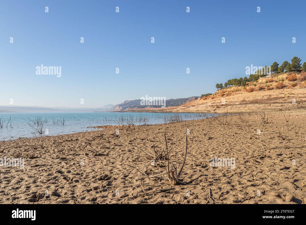 Sunny winter day at the Negratin lake in Andalusia, Spain Stock Photo