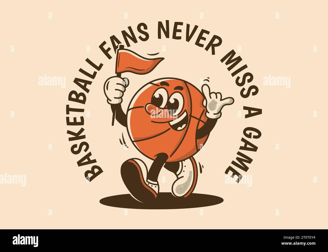 Basketball fans, never miss a game. Retro mascot character illustration
