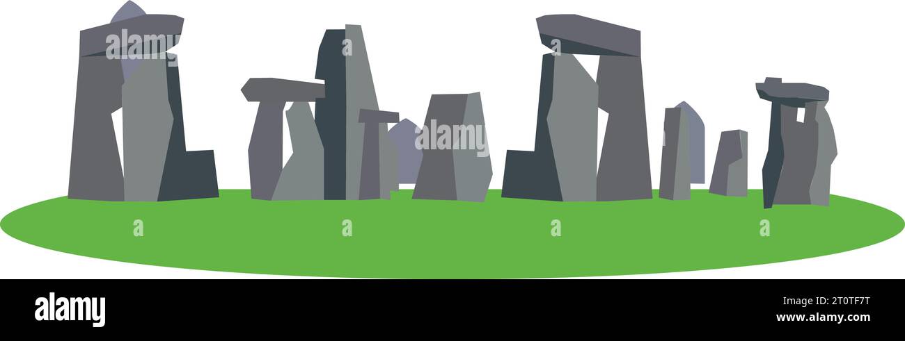 Simple colorful flat drawing of the British historical landmark monument of the STONEHENGE, SALISBURY PLAIN Stock Vector