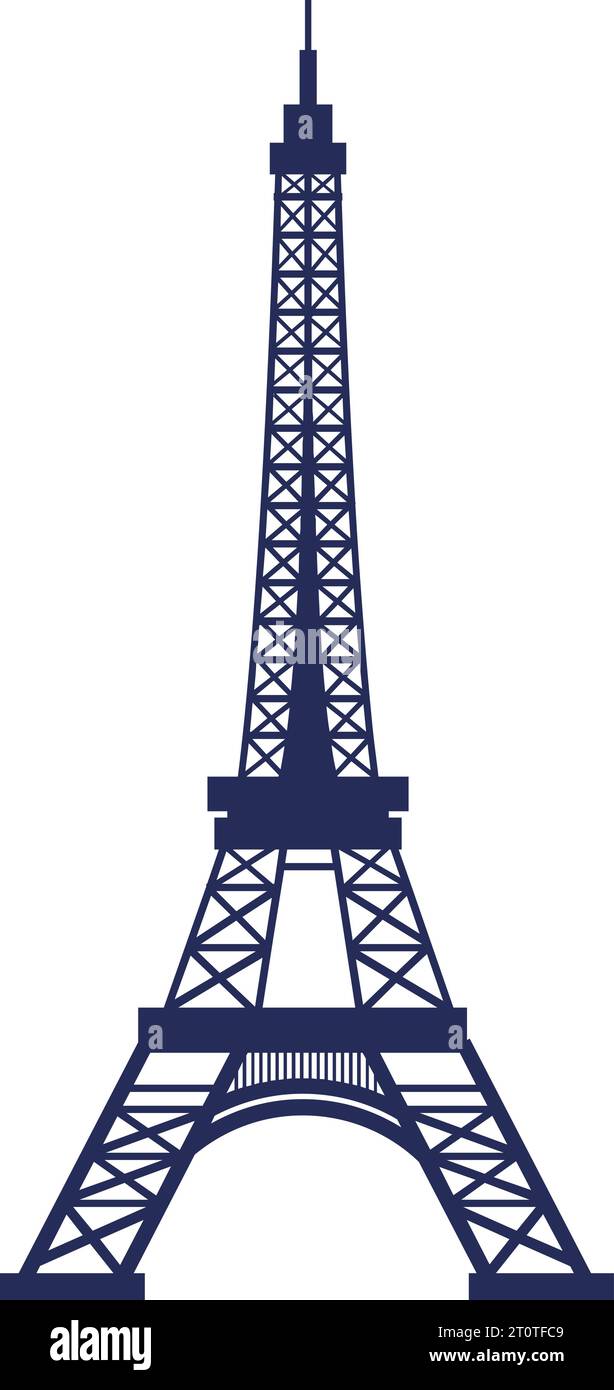 Simple colorful flat drawing of the French historical landmark monument of the EIFFEL TOWER, PARIS Stock Vector