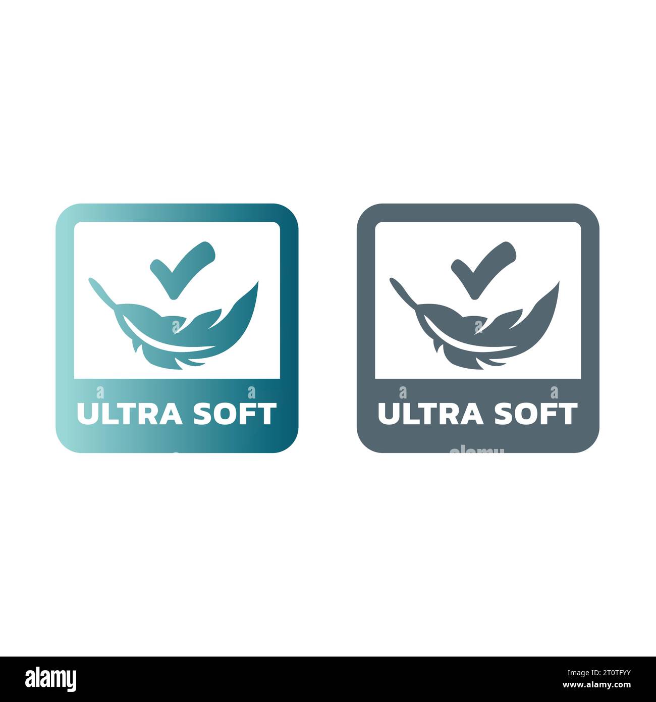 Ultra soft vector label. Ultrasoft sticker with feather for cloth, fabric or napkin. Stock Vector