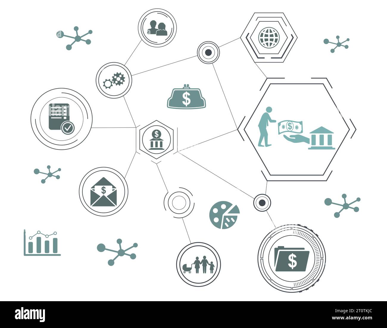 Concept of government aid with connected icons Stock Photo - Alamy