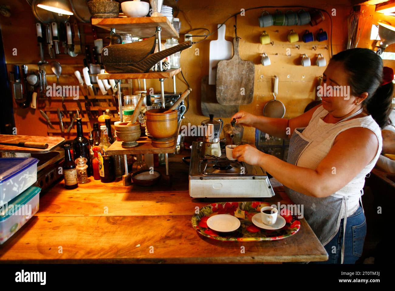 Chorreador Coffee Maker with Country Scene from Costa Rica, 'Costa Rica  Morning