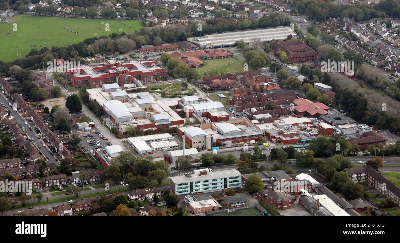 aerial view of Broadgreen Hospital in Liverpool Stock Photo