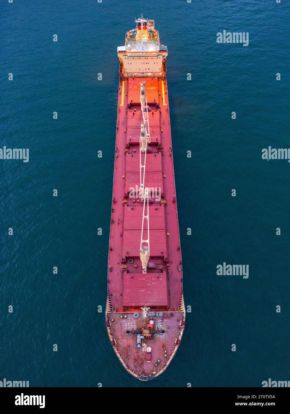 aerial view of a bulk carrier at evening showcases a stunning display