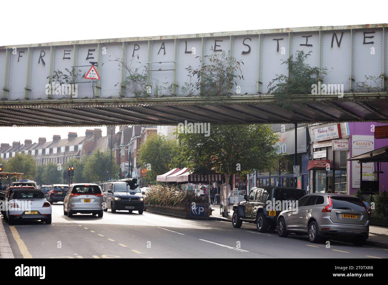 London, UK. 09th Oct, 2023. The words ' FREE PALESTINE' spray painted