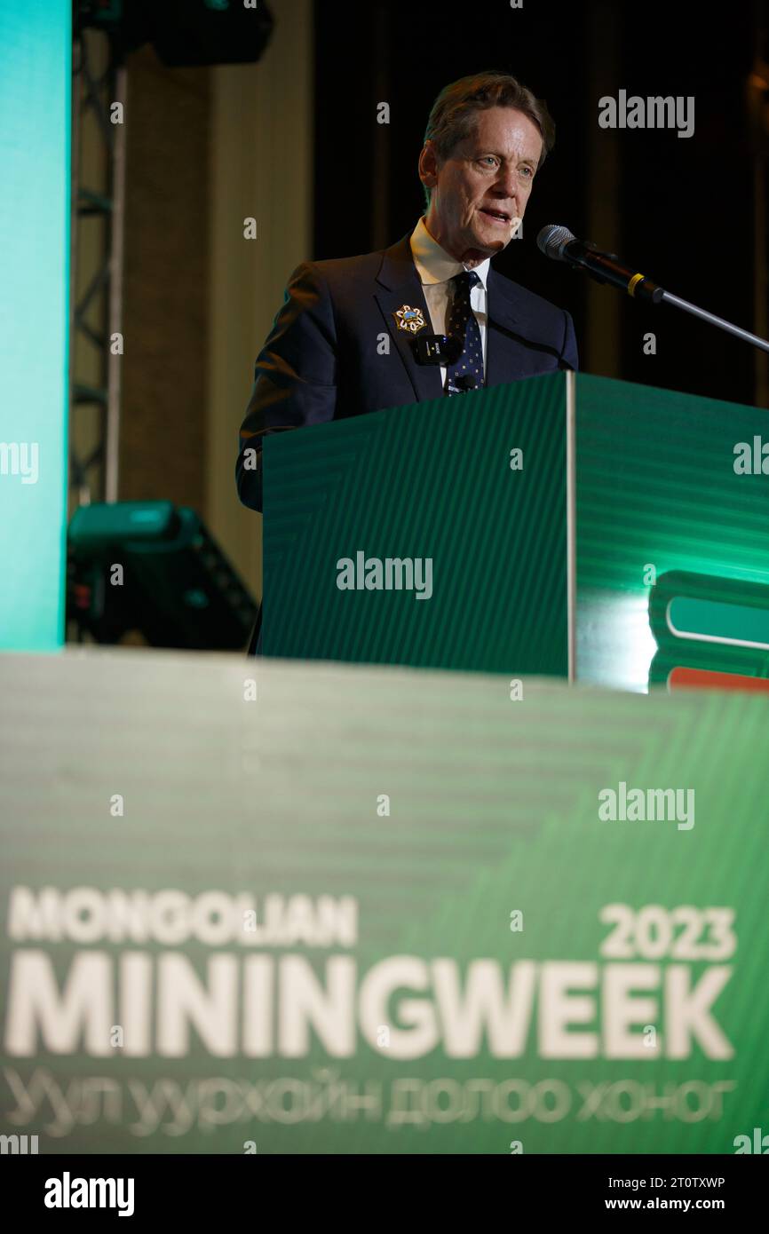 Ulaanbaatar, Mongolia. 8th Oct, 2023. Robert Friedland is giving a