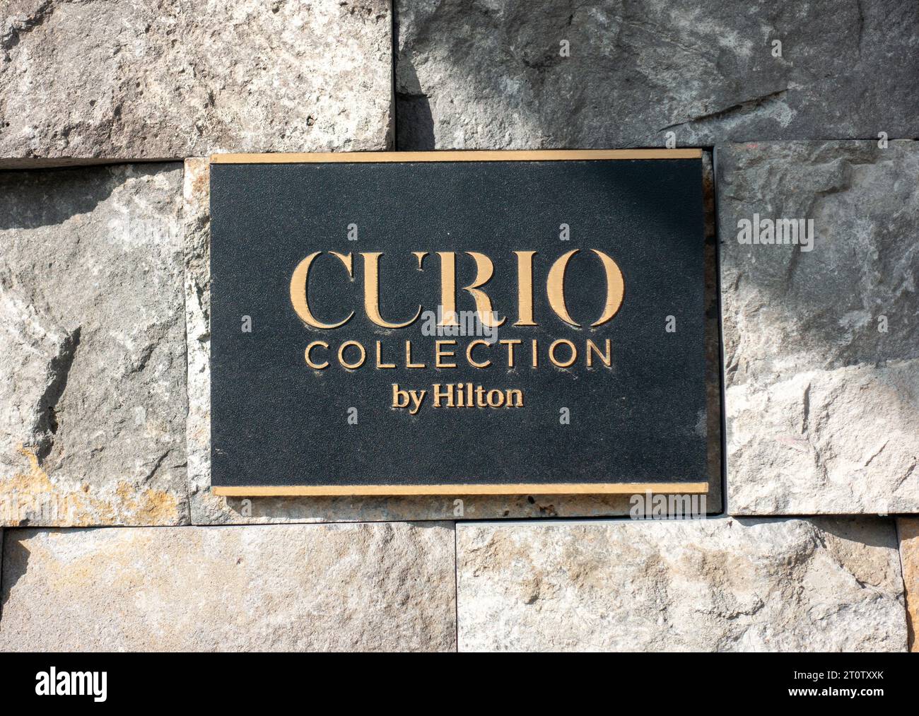 Curio Collection Hilton Hotel Sign Outside A Hotel In Reykjavik Iceland Curio Collection Are Boutique Hotels With An Individual locally Based Theme In Stock Photo