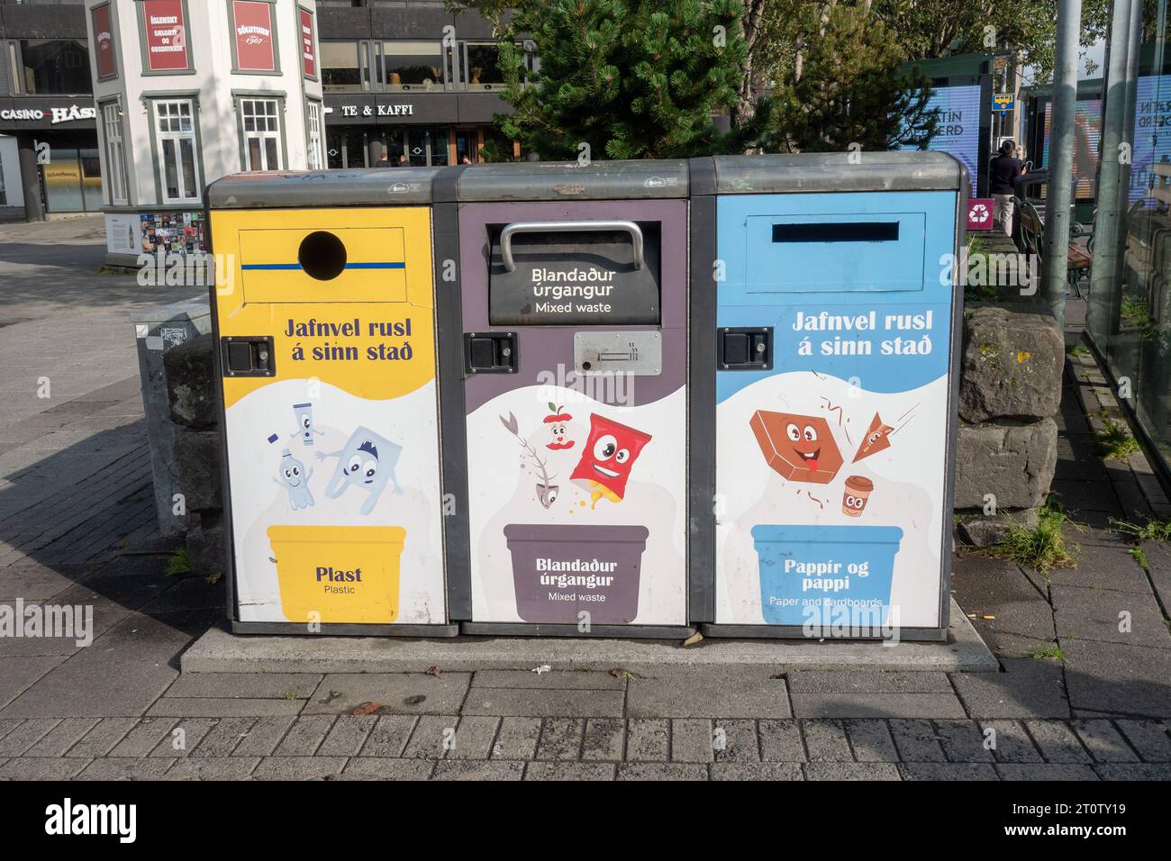 Waste Recycling Bins In Reykjavik Iceland Seperated Into Various