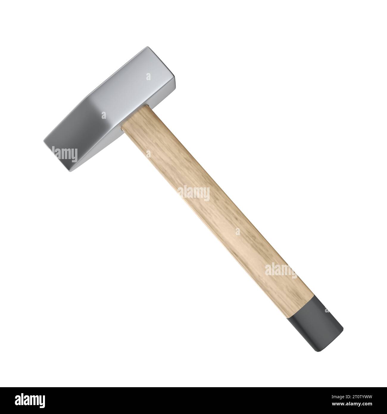 Straight peen hammer with wooden handle, isolated on white background