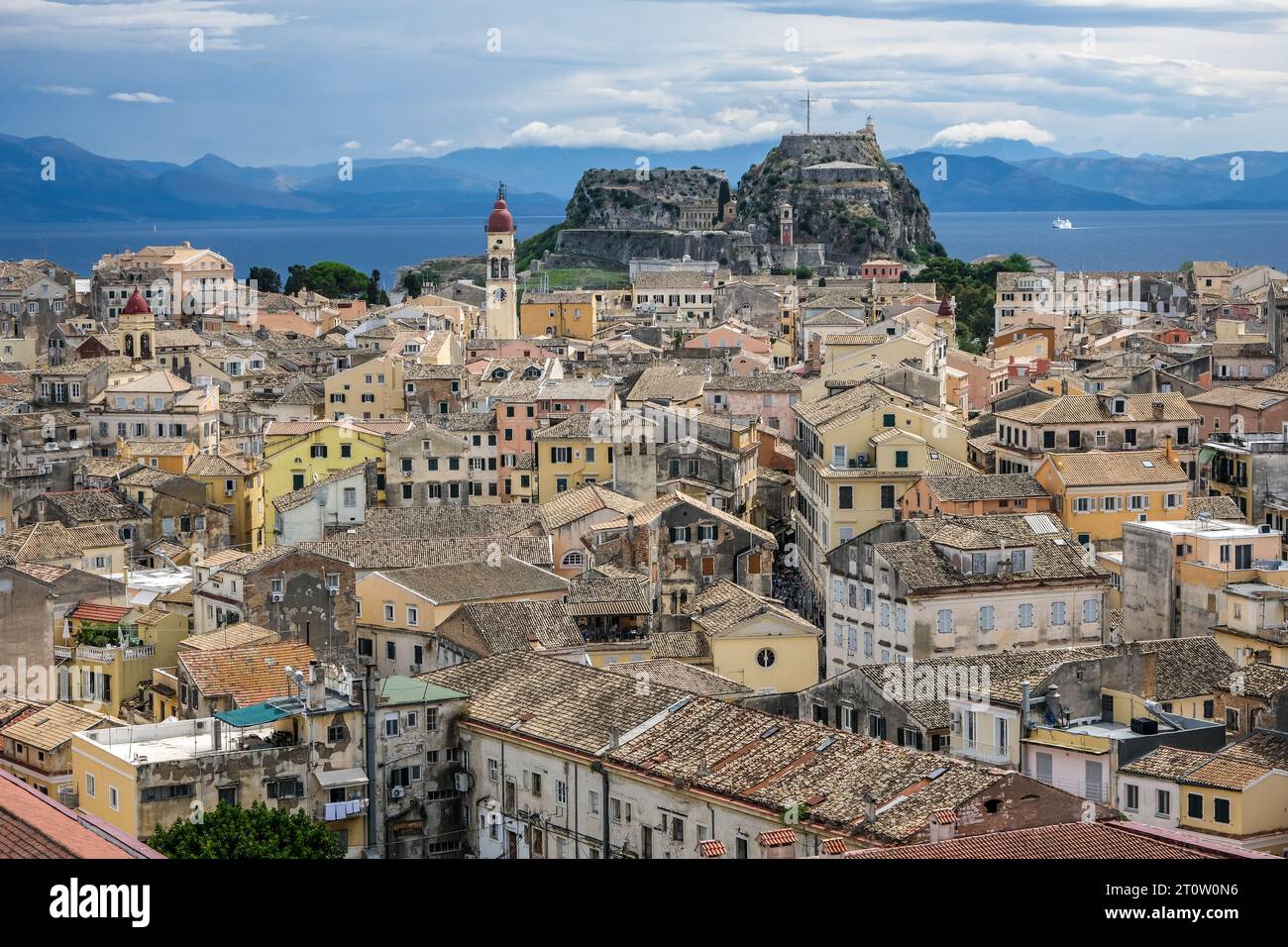 Corfu Town, Corfu, Greece Corfu Town city overview with the Greek