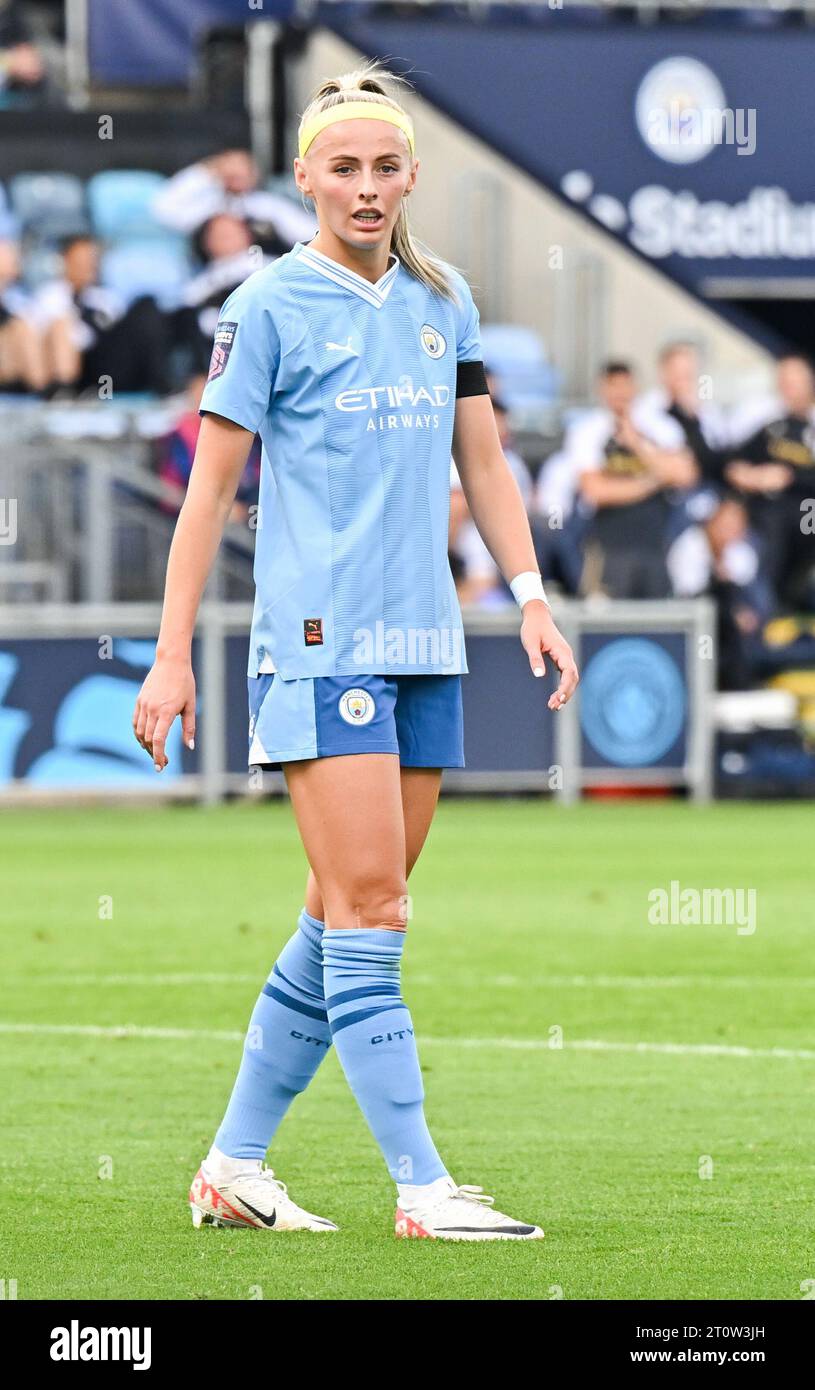 Joie Stadium, Sportcity, Manchester, England. 8th October 2023. Chloe Kelly #9 of Manchester City Women Football Club, during Manchester City Women Football Club V Chelsea Women Football Club at Joie Stadium, in the Barclays Women's Super League/Women’s Super League. (Credit Image: ©Cody Froggatt/Alamy Live News) Stock Photo