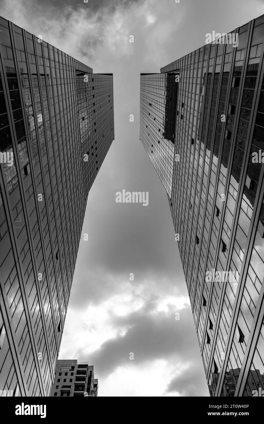 Tel Aviv, Israel - October 4, 2023: Modern skyscrapers in the financial