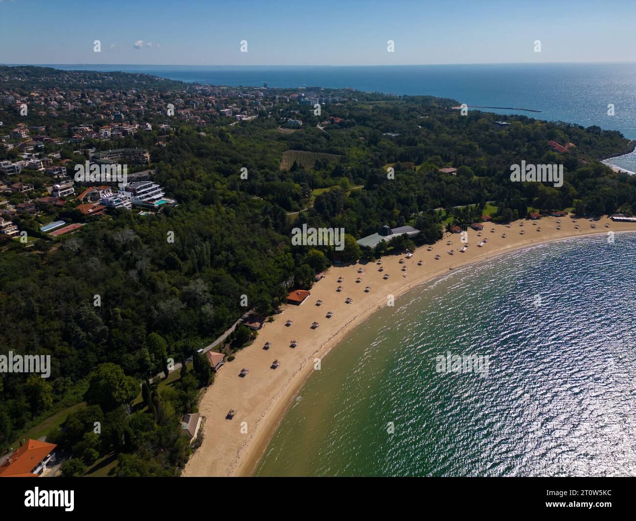 Aerial view of the historic Euxinograd palace in Varna, Bulgaria