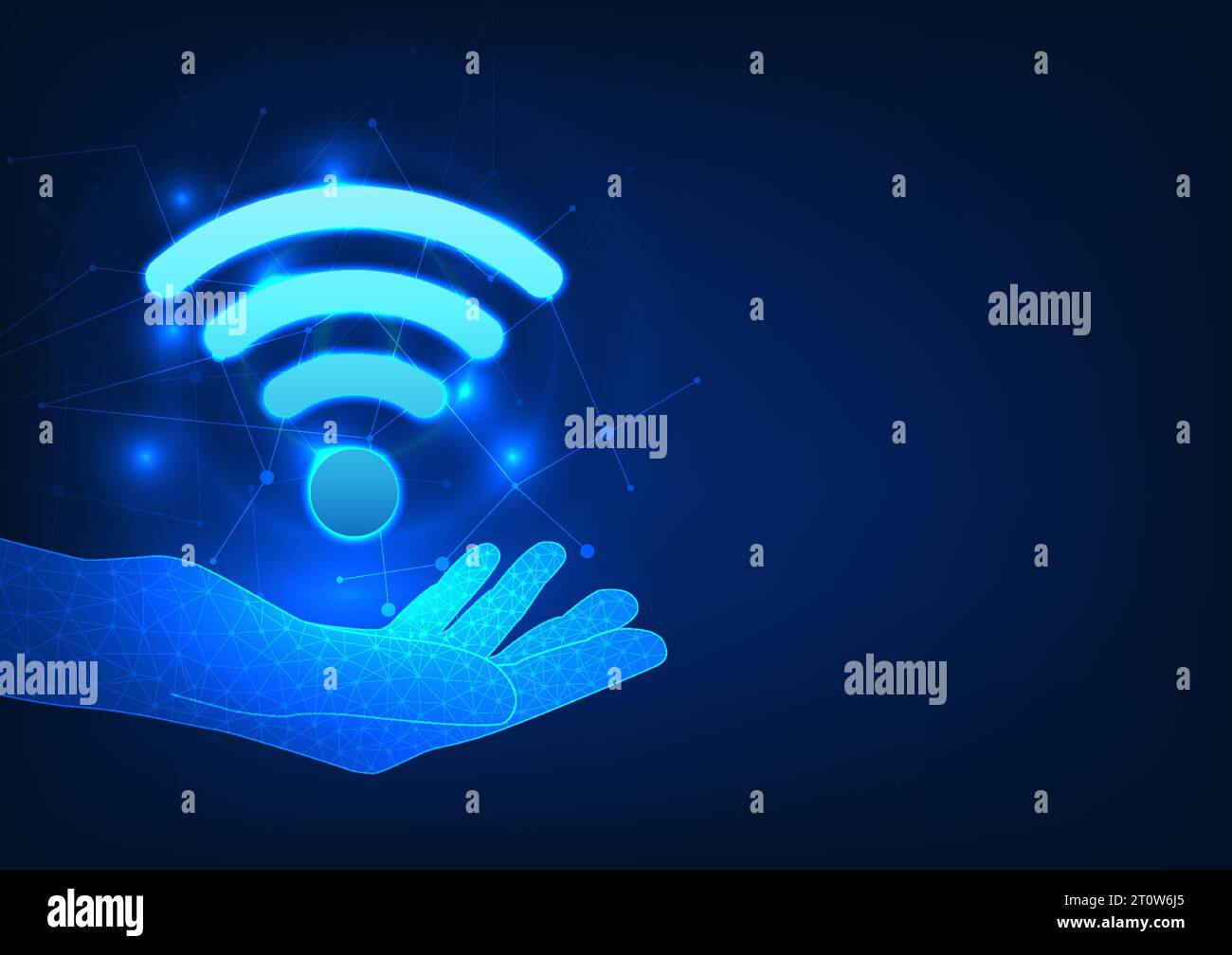 Wi-Fi technology Hand holding wifi icon It refers to people who use wireless internet signals. In communication, sending information, working through Stock Vector