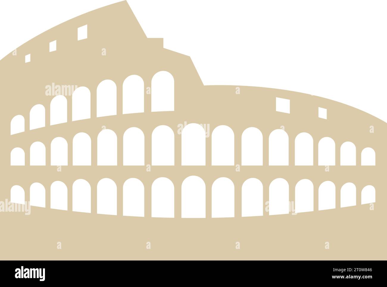 Simple beige flat silhouette of the COLOSSEUM, ROME Stock Vector Image ...