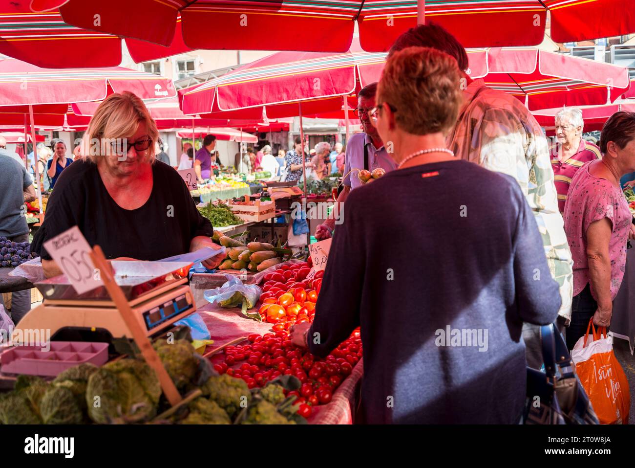 Dolac Market, traditional fruit and vegetable market, Zagreb, Croatia Stock Photo