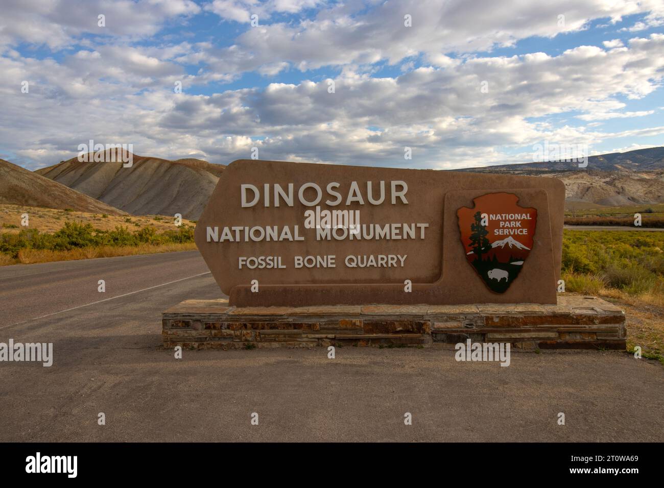 Dinosaur National Monument entrance sign to the Fossil Bone Quarry