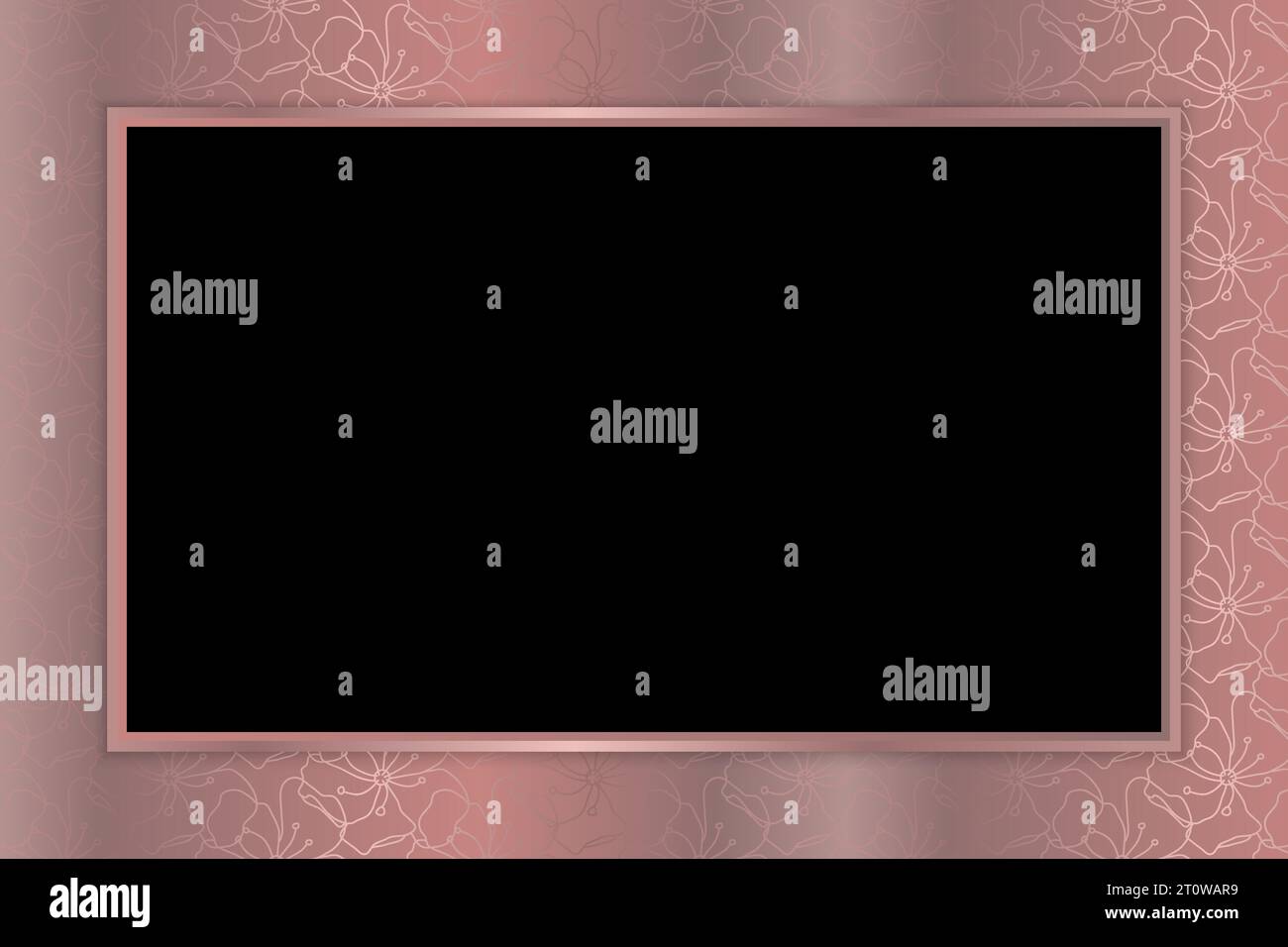 Elegant Black and Rose Gold Floral Frame or Border Background Stock ...