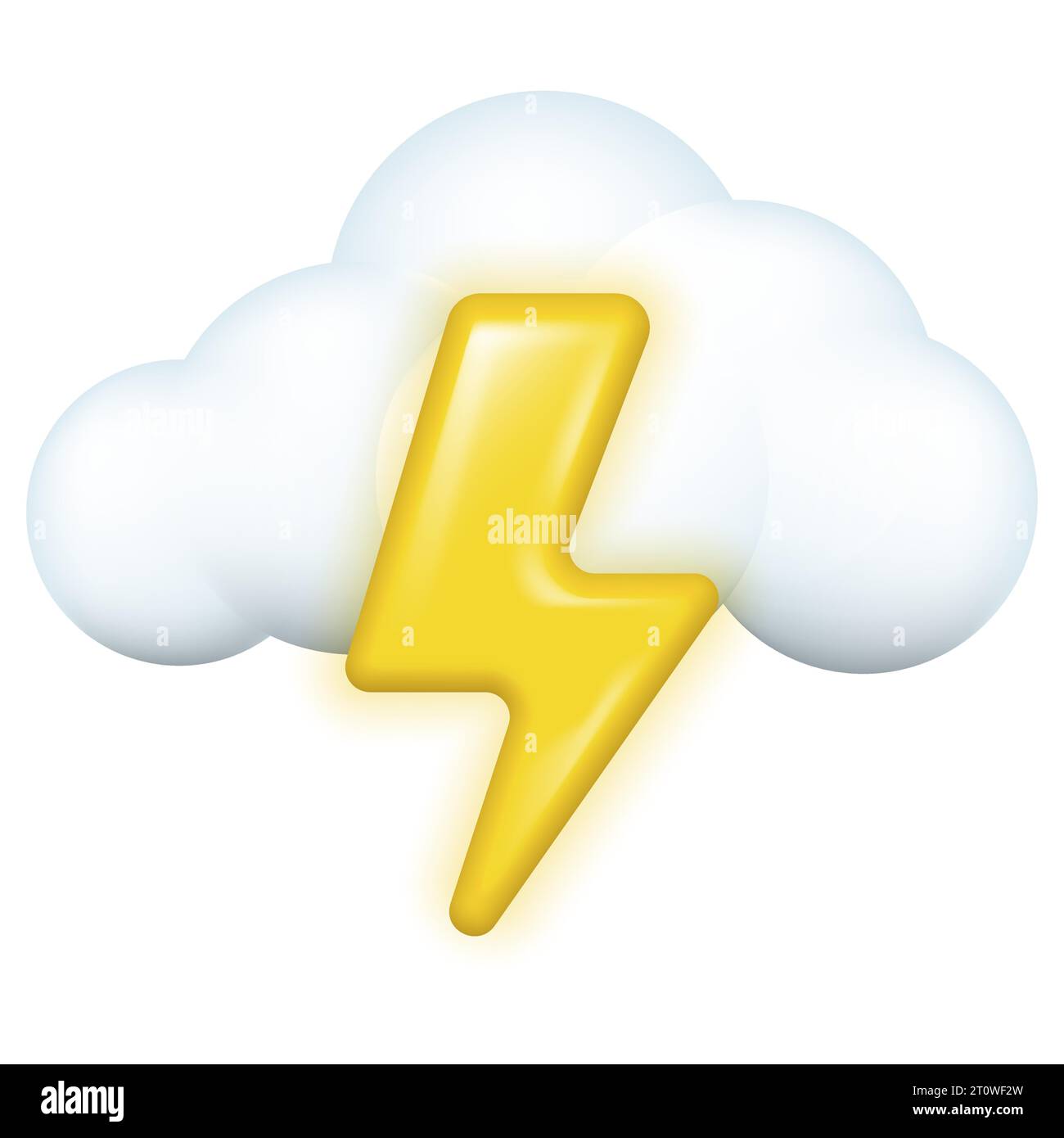 Cloud with lightning thunder, thunderstorm cloud isolated on white ...