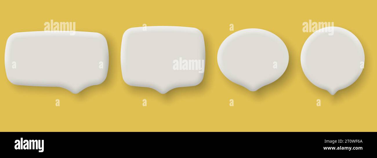Set of four 3D speech bubble icons isolated on white background. Vector illustration. Eps 10. Stock Vector