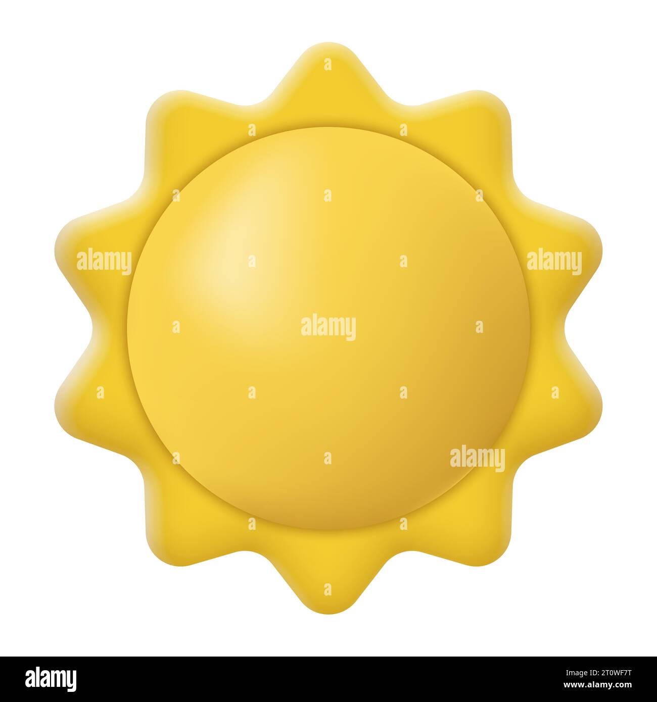 3d glossy sun icon in minimalistic cartoon style. Vector illustration ...
