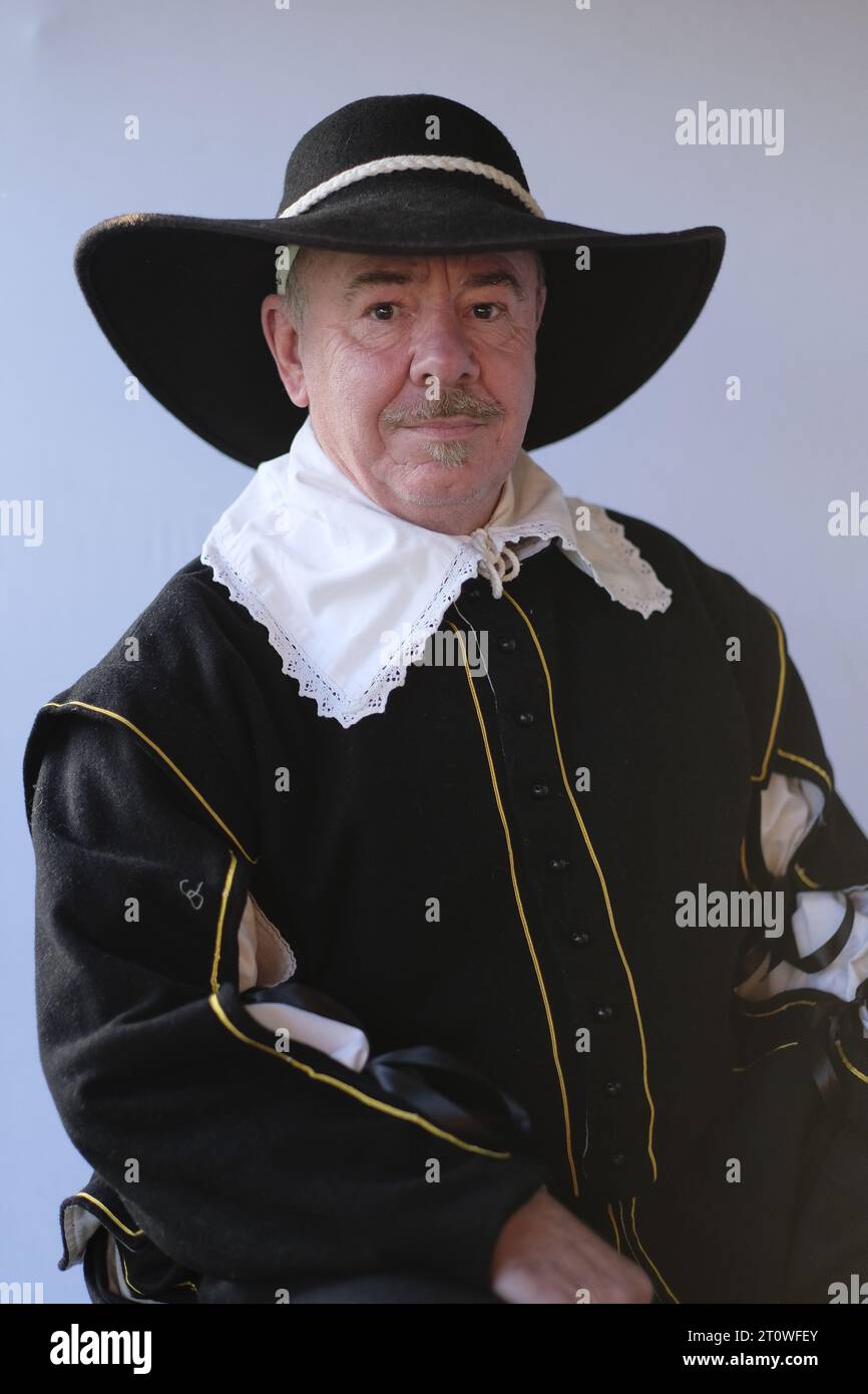 English civil war reenactment portrait of a soldier of the marquess of