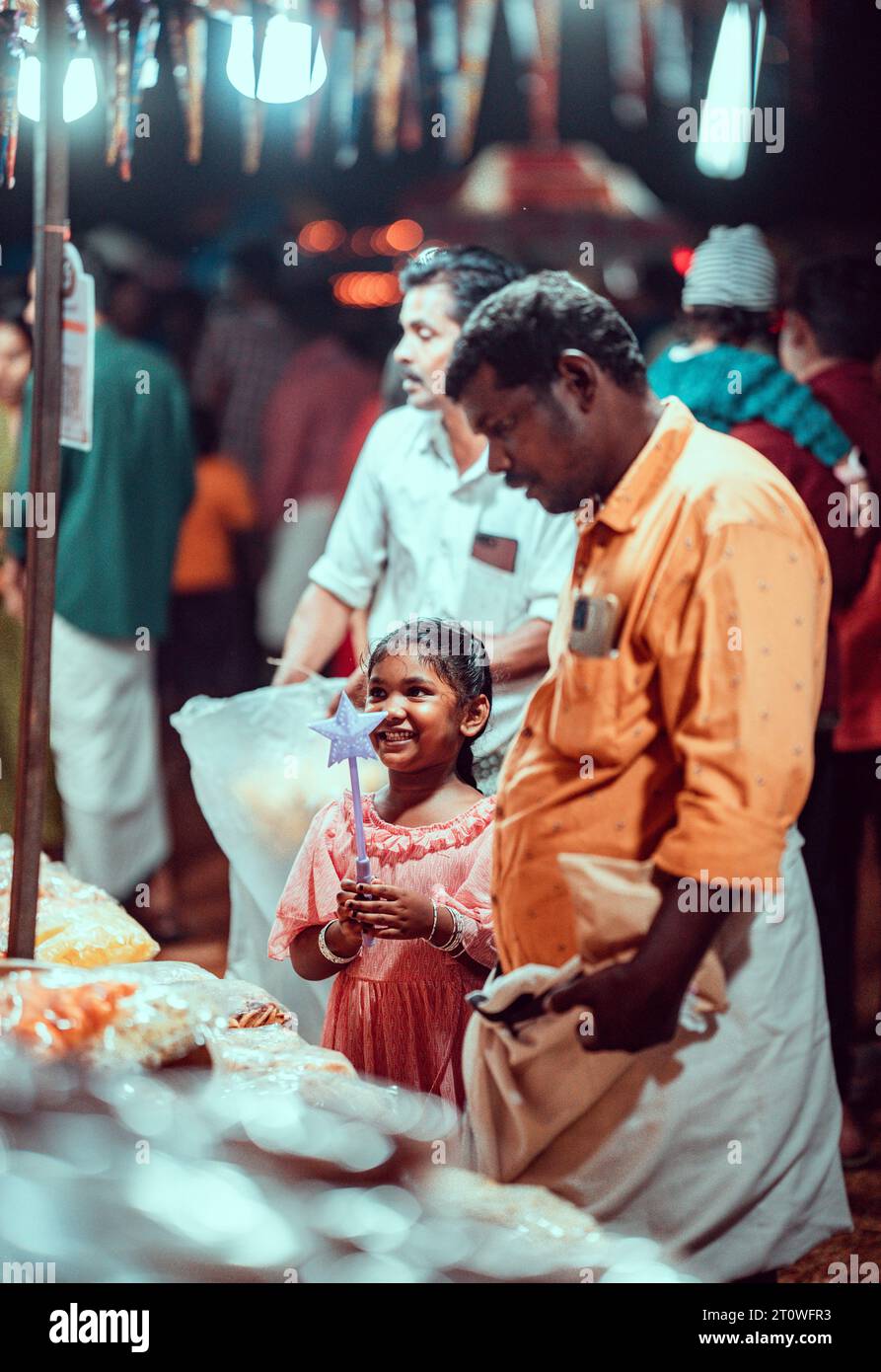 Night Street Life at a church festival at kerala Stock Photo