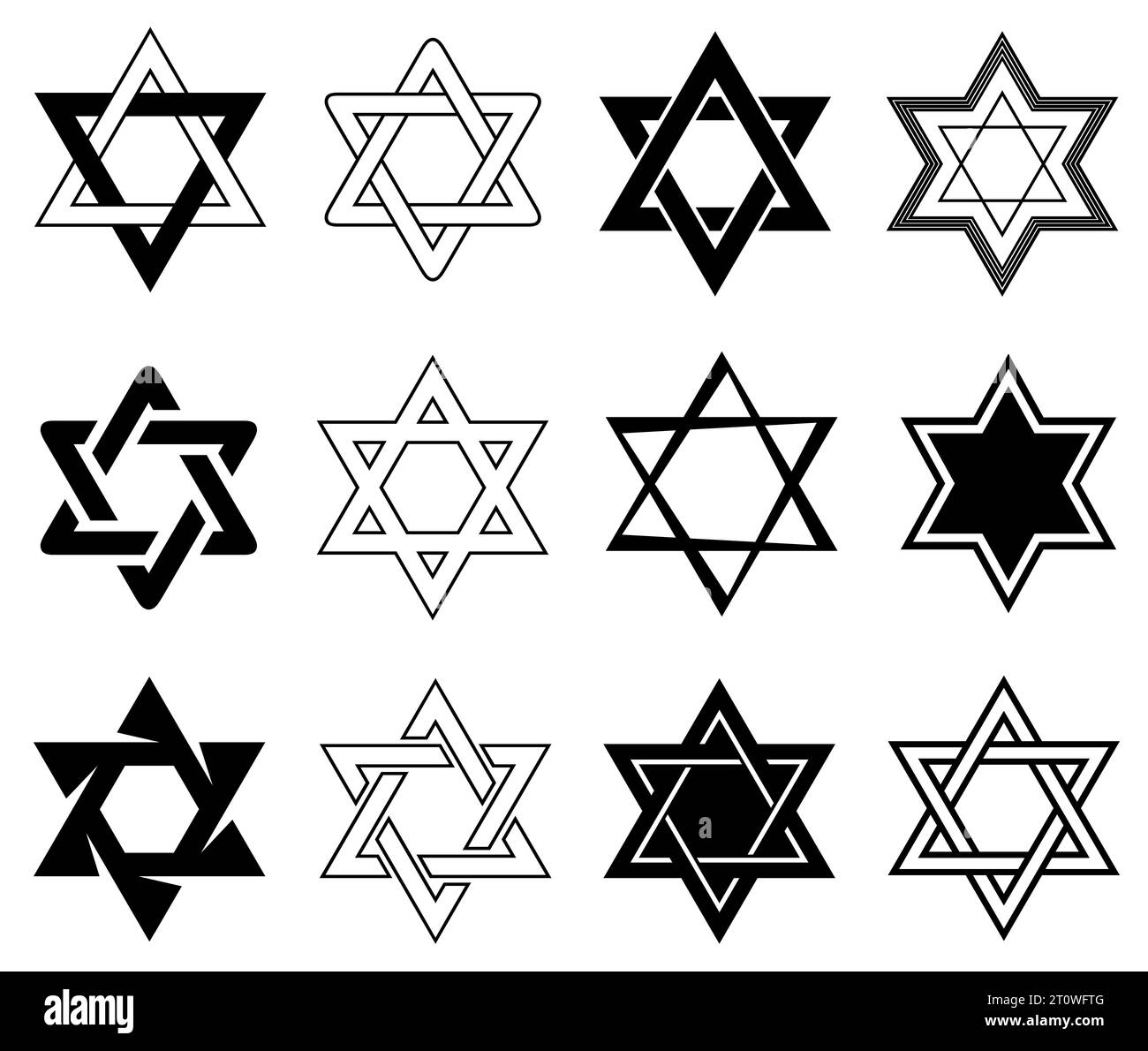 Set of different Star of David illustrations isolated on white Stock Photo