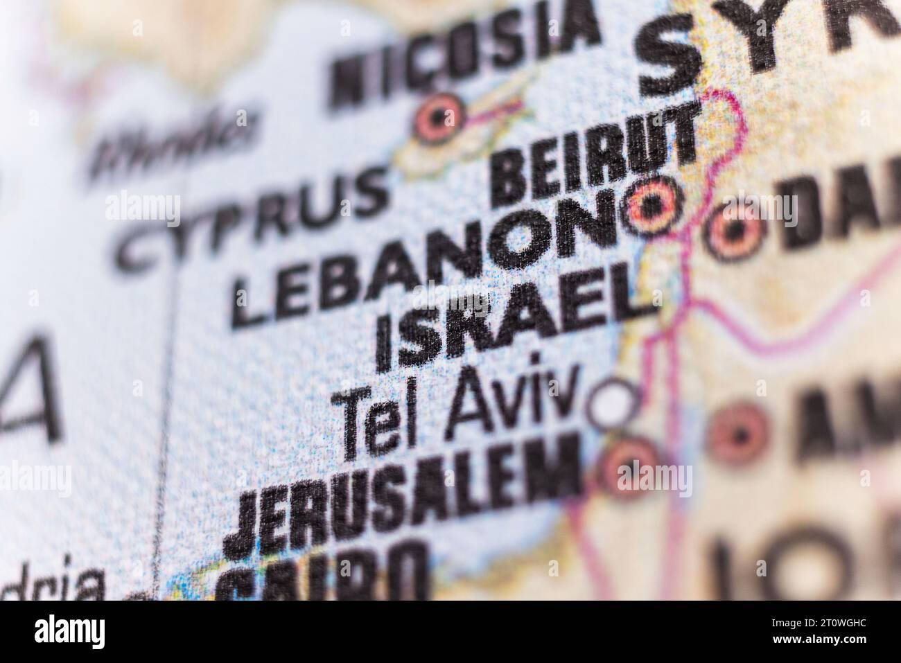 Lebanon and Israel on a map of the world Stock Photo - Alamy