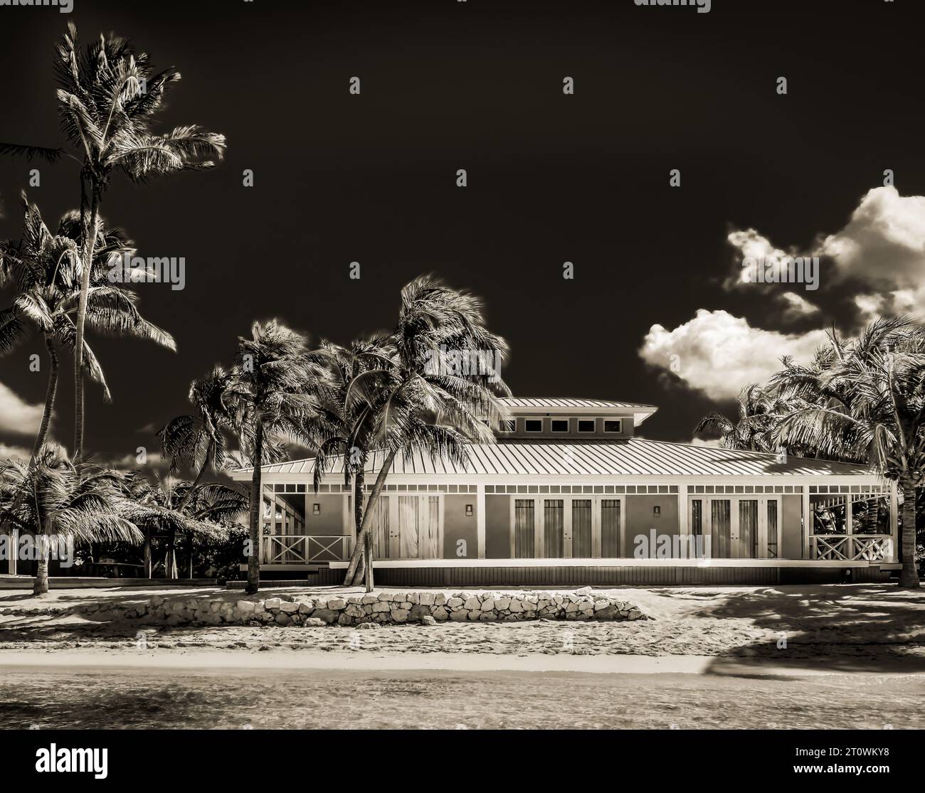 Grand Cayman, Cayman Islands, Nov 1st 2017, blue Caribbeanstyle house