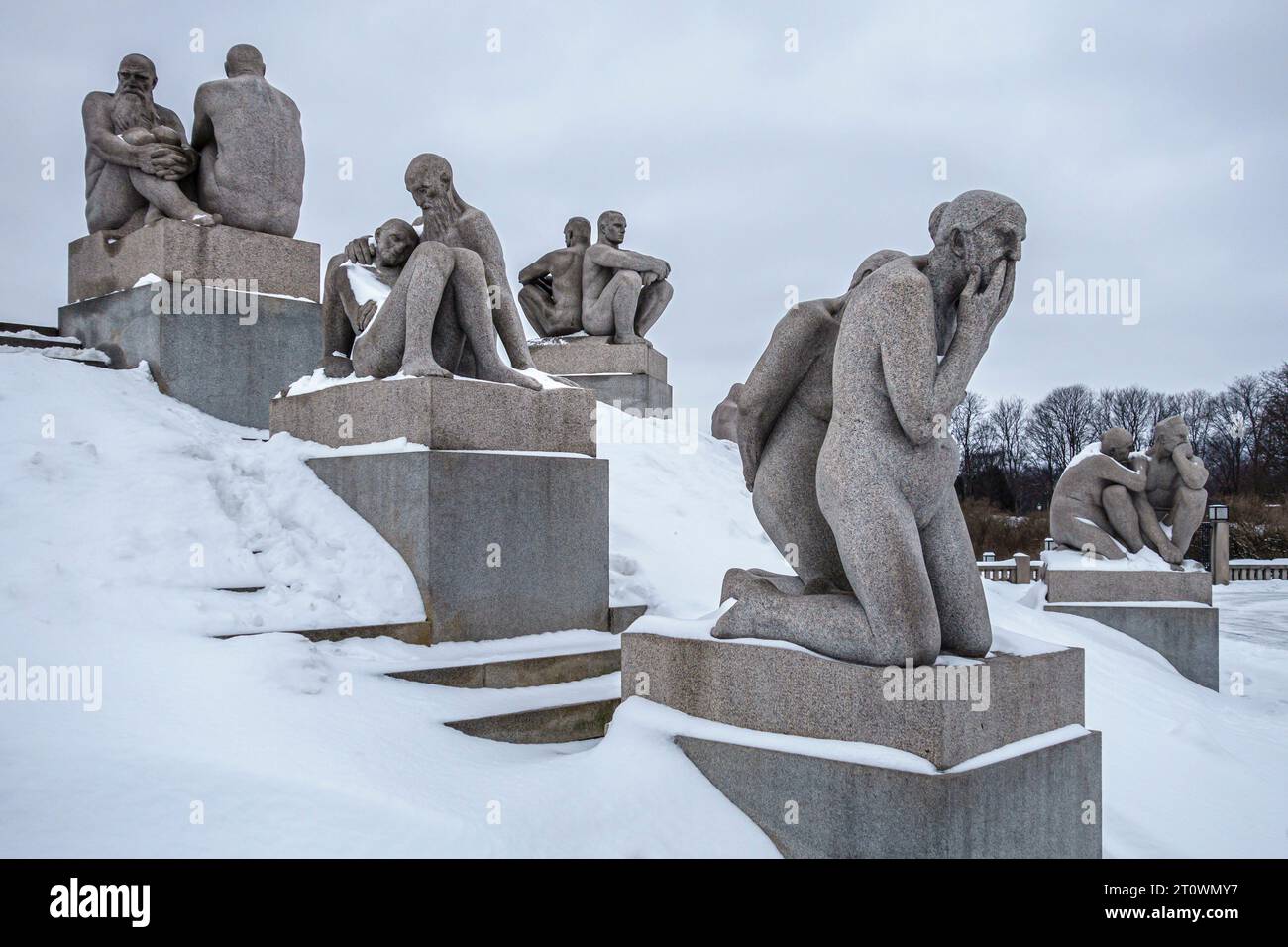 Sculptures by Gustav Vigeland at the Vigeland Installation in Frogner Park, Oslo, Norway Stock Photo