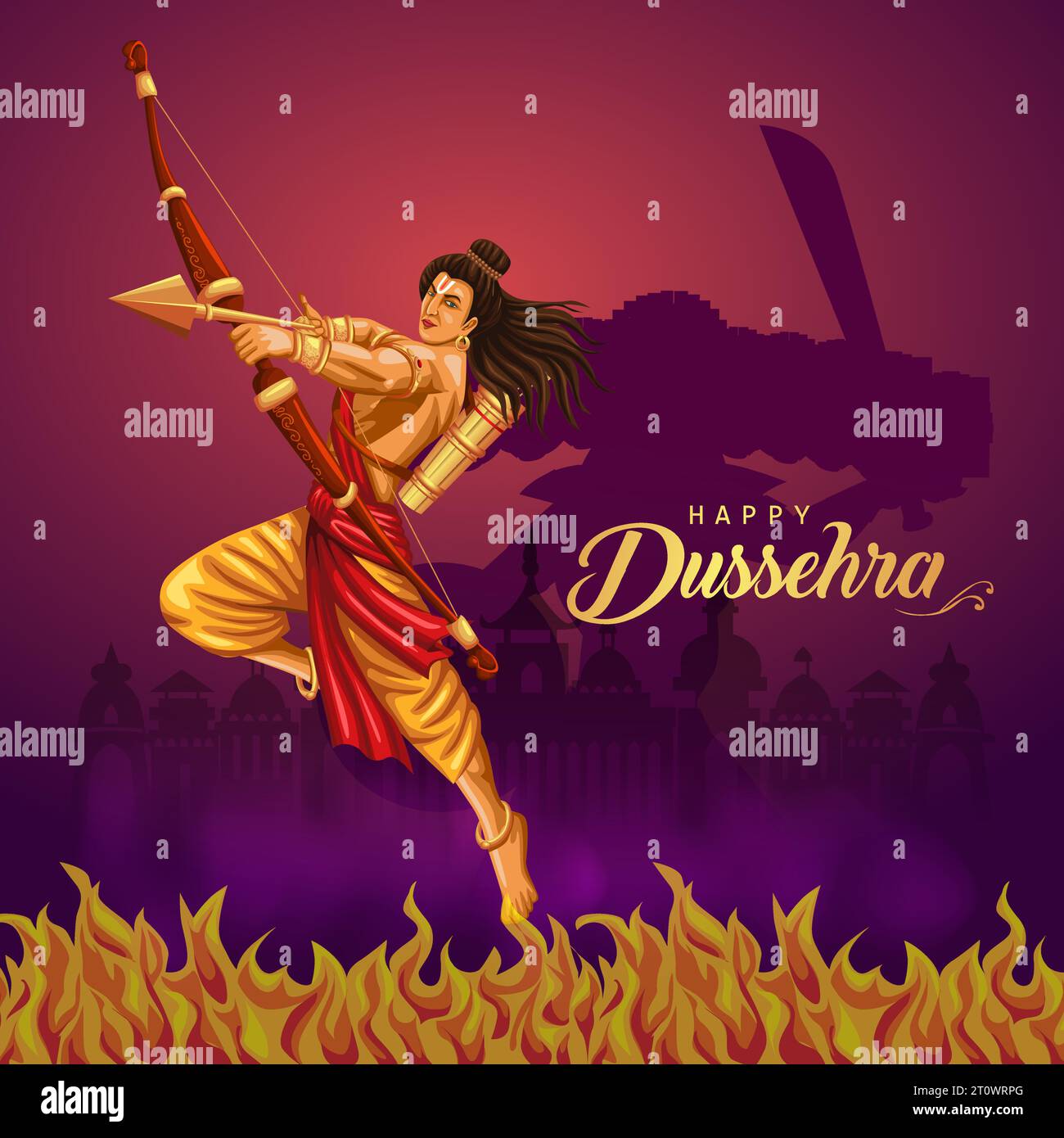 Happy Dussehra festival of India. of Lord Rama killing Ravana. vector