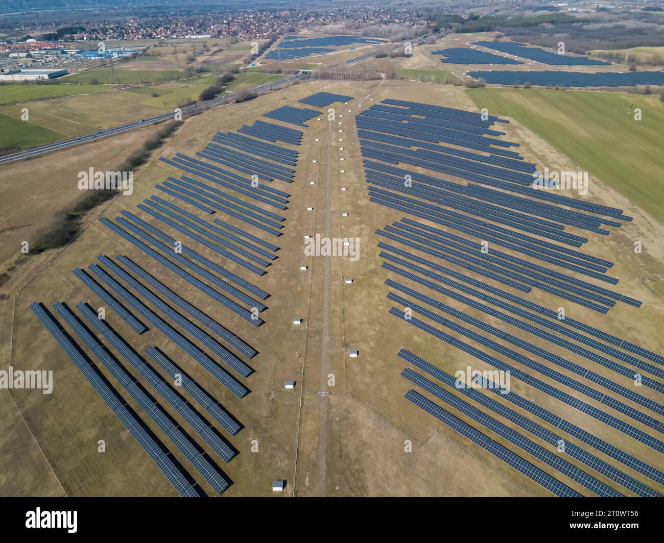 Aerial view solar farm dusk hi-res stock photography and images - Alamy