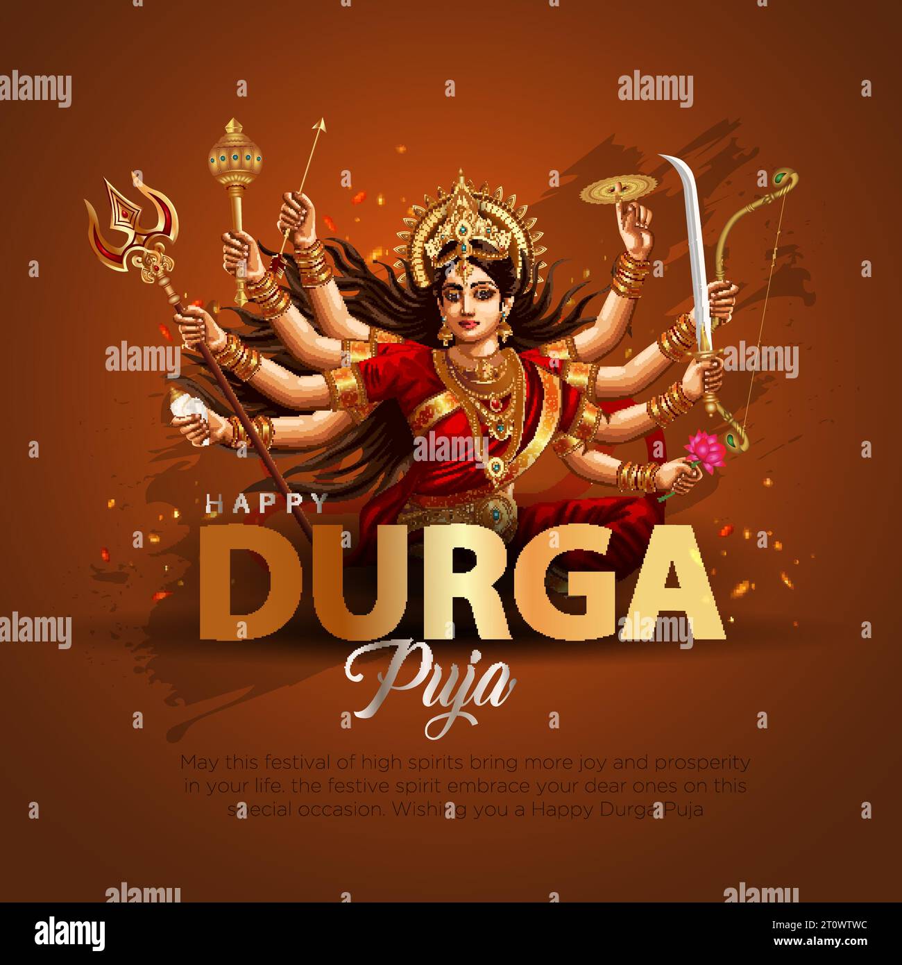 Indian God shri Druga in Happy Durga Puja Subh Navratri red background. vector illustration design Stock Vector