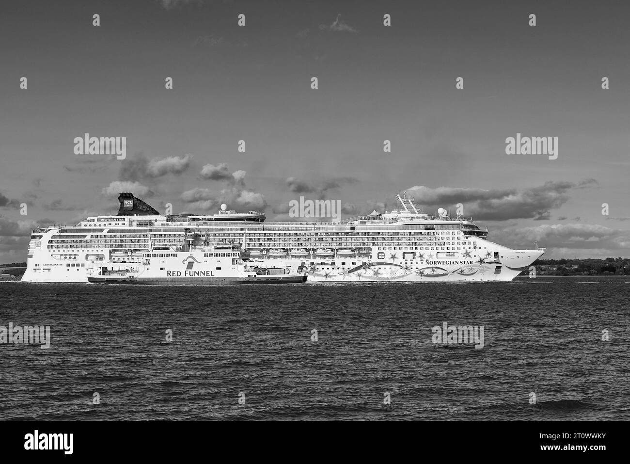 Black And White Photo Of The Norwegian Cruise Line Cruise Ship