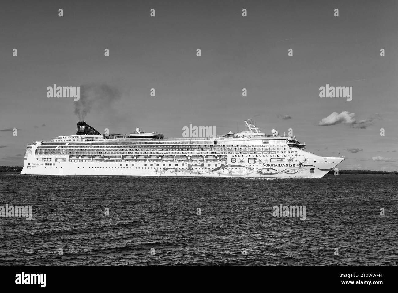 Black And White Photo Of The Norwegian Cruise Line Cruise Ship