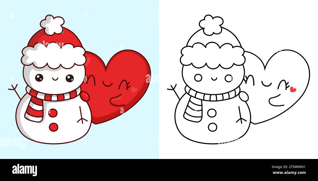 Cute Xmas Heart Clipart for Coloring Page and Illustration. Happy Clip ...