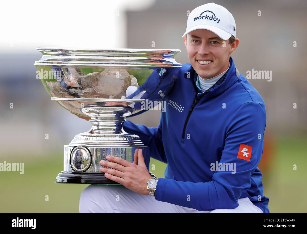 Matt Fitzpatrick celebrates with the tophy following day five of the