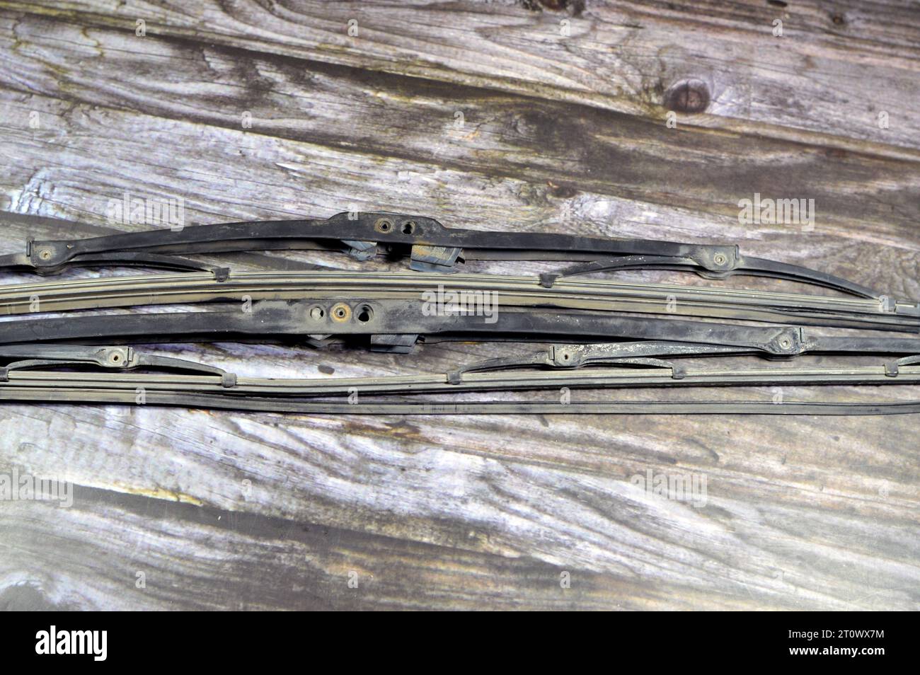 an old broken replaced windscreen windshield wipers, device used to