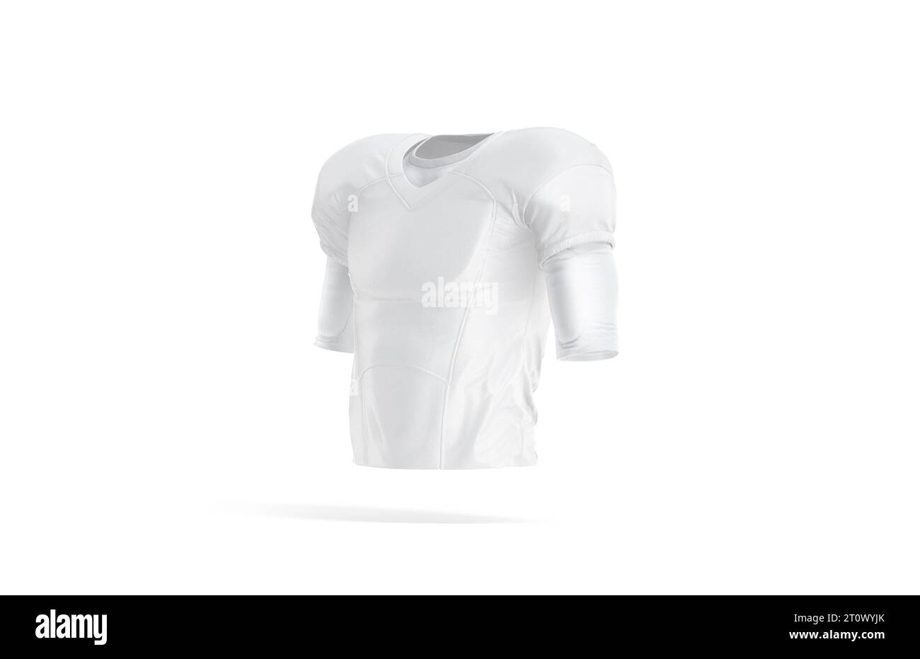 Blank white american football jersey mockup, side view, 3d rendering. Empty tshirt grid protect for rugby player uniform mock up, isolated. Clear prof Stock Photo