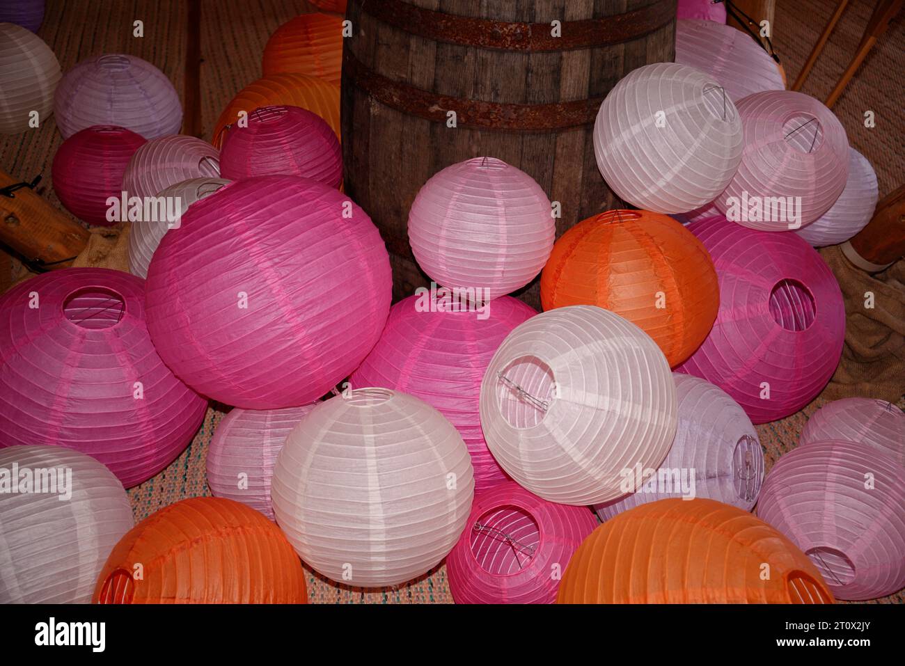 Chinese paper lanterns used as decorations at a party Stock Photo Alamy