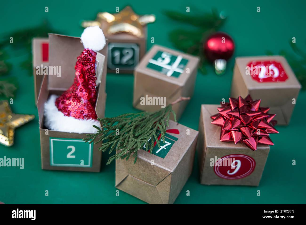 Crafted Advent calendar: paper cubes featuring numbers set against a ...