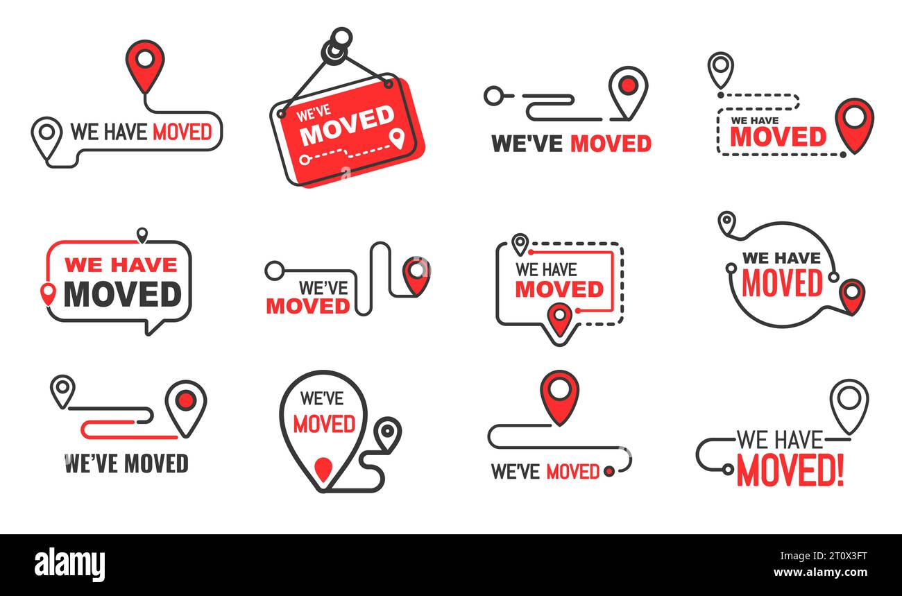 Have move icons, new office or home address change. Vector map location