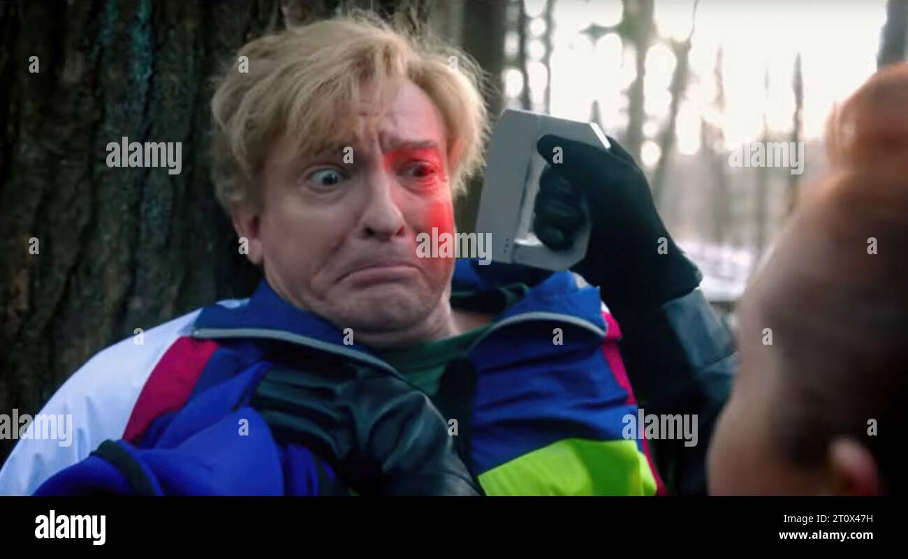 RELAX, I'M FROM THE FUTURE, from left Rhys Darby, Janine Theriault