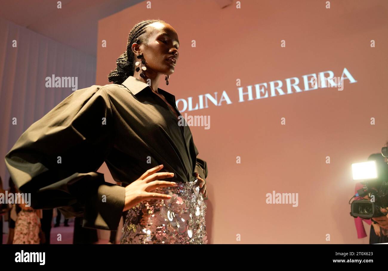 A model presents the Carolina Herrera's Spring Summer 2024 Collections ...