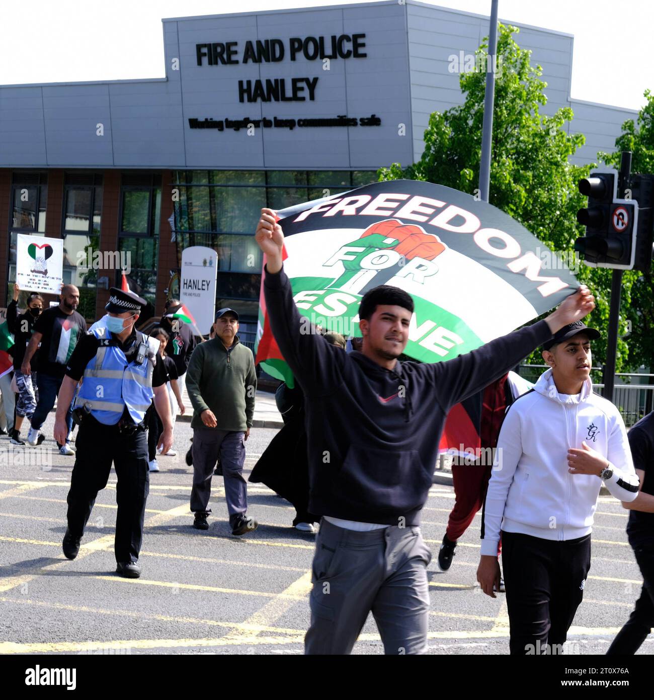 Hanley Park, Stoke on Trent, UK. 29th May 2021. Protesters march in ...
