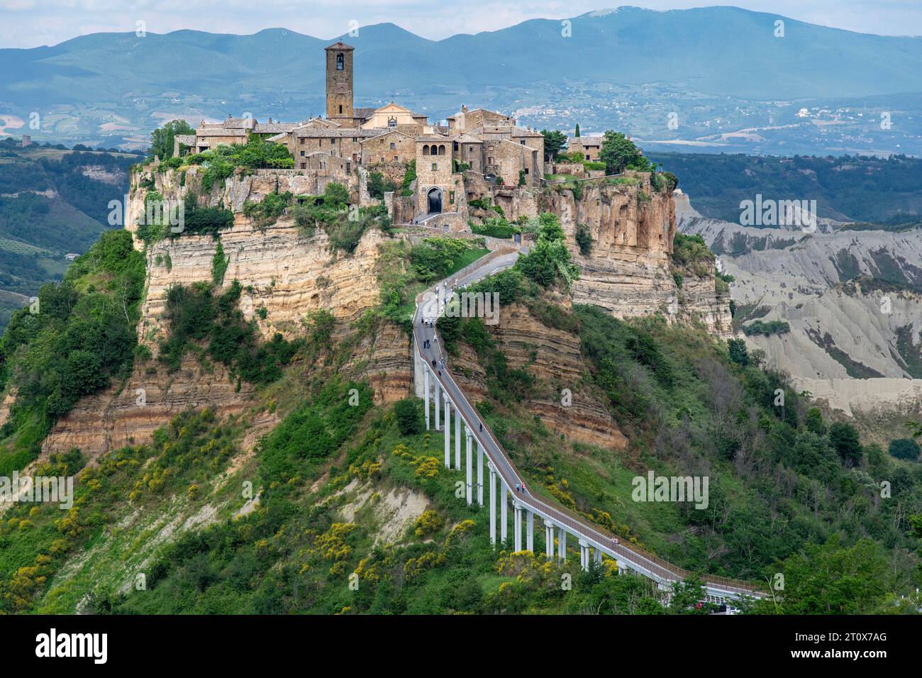 Panoramic view of Bagnoregio, Italy on top of a hill also called -dying ...