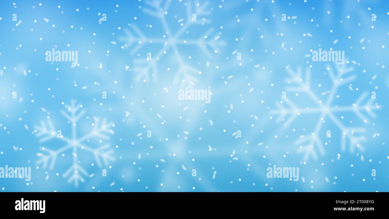 3D Christmas Background with Falling Snowflakes Stock Vector